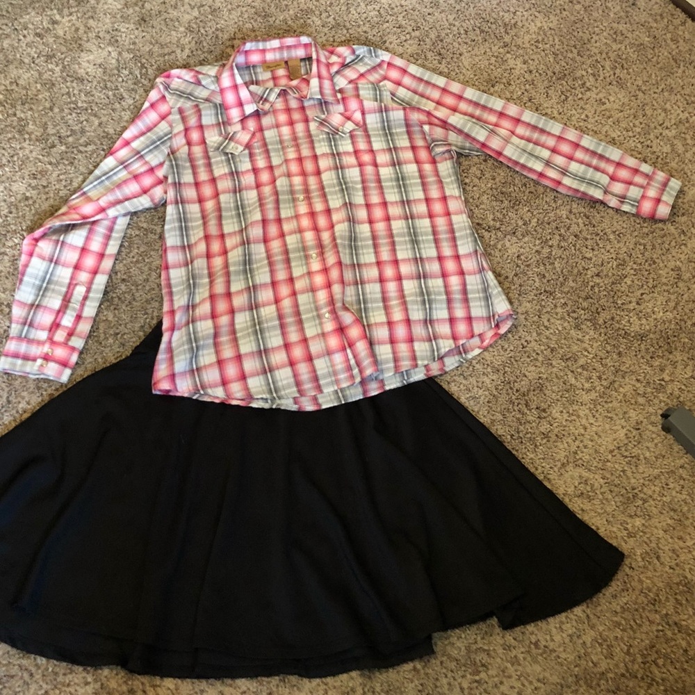 Wrangler pink and black long sleeve flannel print